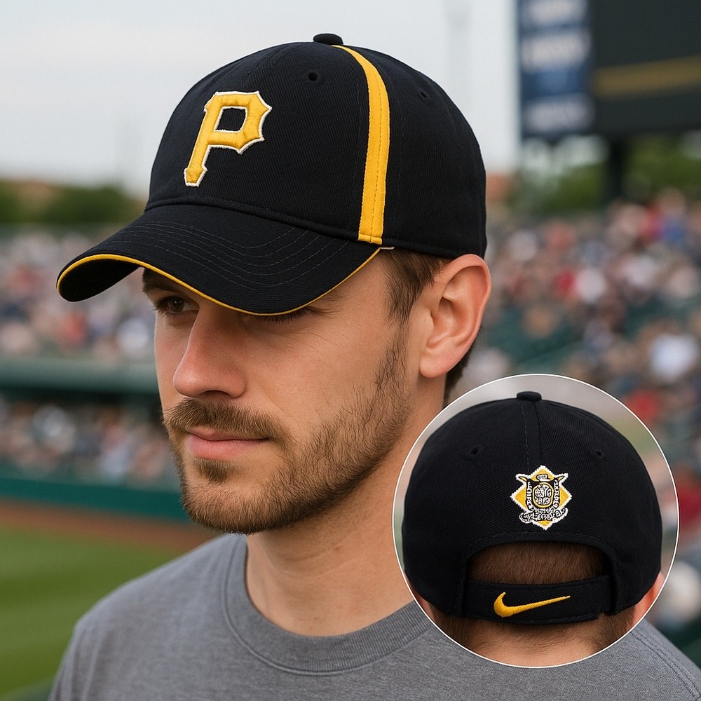 Vintage Nike Team Pittsburgh Pirates MLB Baseball Cap Black‎ Gold Adjustable Hat
